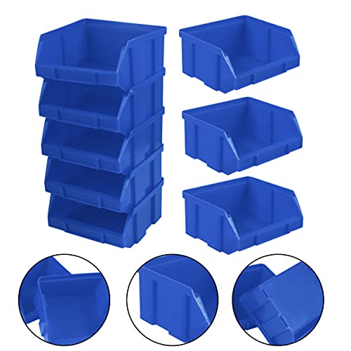 NUOBESTY 10Pcs Stackable Garage Storage Bins Stacking Containers Plastic Storage Bin Package Storage Box Plastic Box Storage Container (Blue)