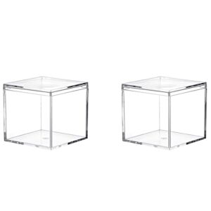 dayaanee clear acrylic box with lid, 2 pack plastic square cube containers storage box 6.7×3.9×5.3inch/170x10x135mm for candy pill and tiny jewelry