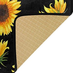 Sunflower Kitchen Rug, Carpet for Bedroom 39" x 20", Standing mat- Black, Running Carpet, Suitable for Outdoor, Washable, Bathroom, Living Room