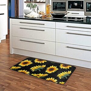 Sunflower Kitchen Rug, Carpet for Bedroom 39" x 20", Standing mat- Black, Running Carpet, Suitable for Outdoor, Washable, Bathroom, Living Room