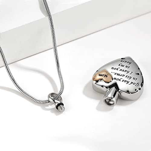 RIMZVIUX Heart Urn Necklace for Ashes Women Cremation Jewelry for Ashes Cremation Necklace In Memory of Mom Waterproof (Mom)