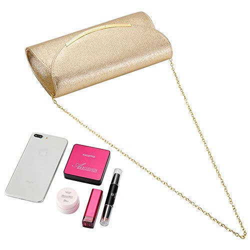 BENCOMOM Women gold clutch Purses Formal Evening Bags Wedding Party Dressy Handbags Bridal Prom shoulder bag with chain