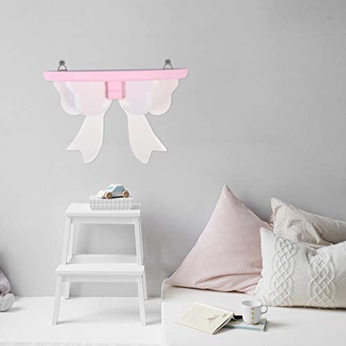 IMIKEYA Wall Mounted Floating Shelves Wooden Room Storage Shelf Bowknot Style Wall Storage Rack Bowknot Wall Decorations for Christmas Home Kitchen Supplies Pink White