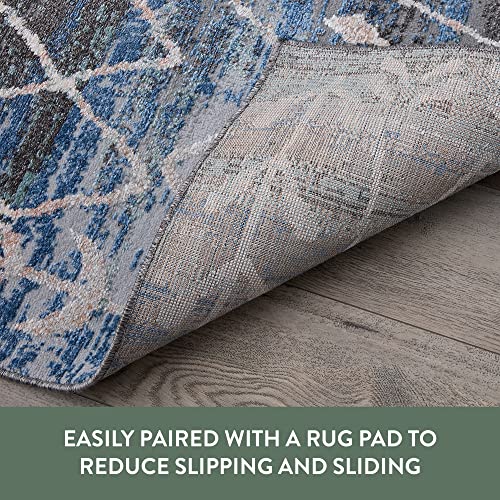 Edenbrook Area Rugs for Living Room -Gray and Blue Rug for Bedroom-Low Pile Perfect for High Traffic Areas, 5x8