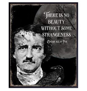 edgar allan poe gothic decor – the raven spooky creepy scary wall art – goth poster sign picture print – pagan witch wicca, wiccan gifts – inspirational quotes sayings home decor