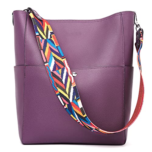 BROMEN Handbags for Women Bucket Bags Vegan Leather Purses and Handbags Crossbody Purse Purple