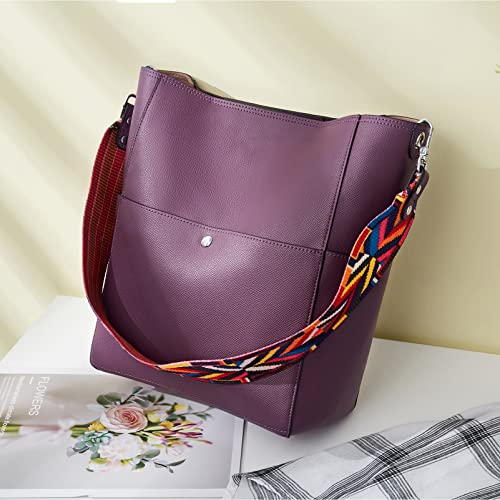 BROMEN Handbags for Women Bucket Bags Vegan Leather Purses and Handbags Crossbody Purse Purple