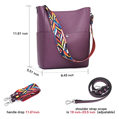 BROMEN Handbags for Women Bucket Bags Vegan Leather Purses and Handbags Crossbody Purse Purple