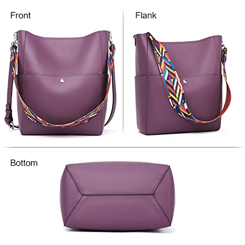 BROMEN Handbags for Women Bucket Bags Vegan Leather Purses and Handbags Crossbody Purse Purple