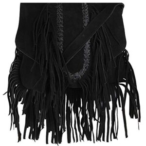 aryanexports women hippie fringe bags fashion bohemian black tassel cross body bag vintage boho bags
