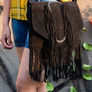 AryanExports Women Hippie Fringe Bags Fashion Bohemian Black Tassel Cross Body Bag Vintage Boho Bags