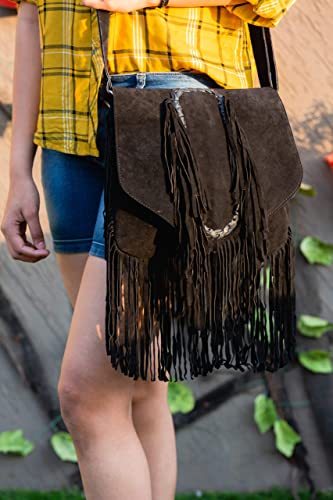 AryanExports Women Hippie Fringe Bags Fashion Bohemian Black Tassel Cross Body Bag Vintage Boho Bags