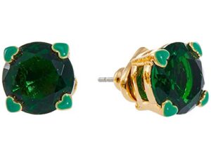 kate spade new york heart stud earrings emerald one size