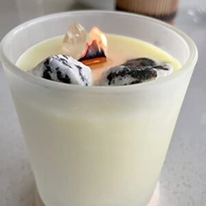 Zebra Calcite Soy Wax Crystal Candle (Natural) | Relaxing Scented Candle | 8 oz (Nectarine & Honey)