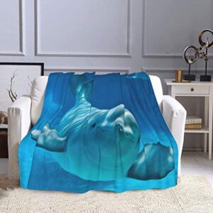 d-wolves plush throw blanket,cute beluga whale – blue soft fuzzy fleece blanket,cozy outdoor travel blanket for bedroom livingroom sofa couch car bed,50×60 in