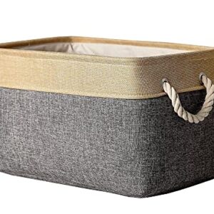 AMZTADIE Rectangular Fabric Basket Storage Basket,Decorative Basket,Clothes Storage with Handle,Foldable Linen Storage Box,Suitable for Dog Toy Basket and Nursery Toys