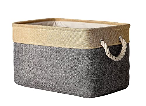 AMZTADIE Rectangular Fabric Basket Storage Basket,Decorative Basket,Clothes Storage with Handle,Foldable Linen Storage Box,Suitable for Dog Toy Basket and Nursery Toys