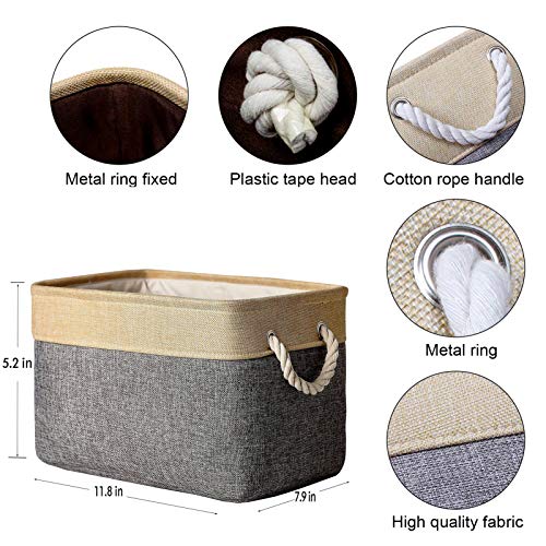 AMZTADIE Rectangular Fabric Basket Storage Basket,Decorative Basket,Clothes Storage with Handle,Foldable Linen Storage Box,Suitable for Dog Toy Basket and Nursery Toys