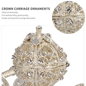 NUOBESTY Cinderella Pumpkin Carriage Decorative Hinged Jewelry Trinket Box Silver Rhinestone Jewelry Display Holder Unique Gift for Grils Women