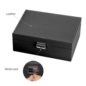 Smileshe Jewelry Box for Women Girls, PU Leather Organizer Holder Boxes with Lock, 2 Layers Removable Display Storage Travel Case for Rings Earrings Necklaces Bracelets