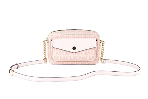 Michael Kors Jet Set Medium Powder Blush PVC Pocket Camera Bag Crossbody Handbag