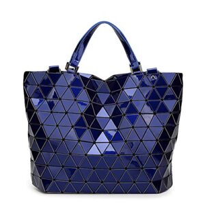 luminous purses geometric handbags for women changeable shape reflective shoulder bag matte totes (blue)