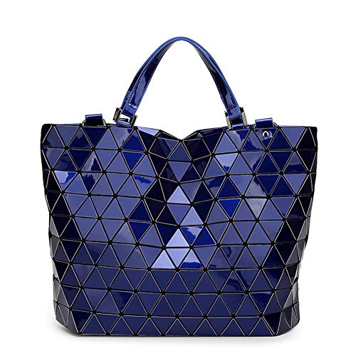 Luminous Purses Geometric Handbags for Women Changeable shape Reflective Shoulder Bag Matte Totes (Blue)