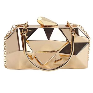 van caro womens purses and handbags metal evening clutch crossbody bag chain geometric tote purse square shoulder bag,gold