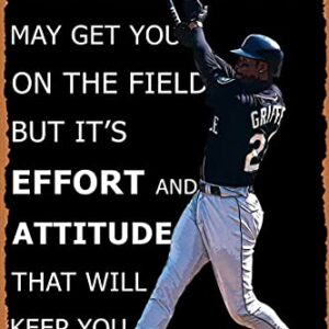 NIUMOWANG Ken Griffey Jr Baseball Motivational Quote Poster Metal Tin Sign 8X12 Inches Man Cave Retro Vintage Wall Decor Art, 8 x 12inch