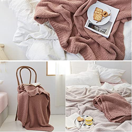 Super Soft Blanket 50”x60” Cozy Throw Blanket Chunky Knit Blanket Fluffy Blankets Throws and Blankets for Couch Sofa Bed Office, Dusty Rose