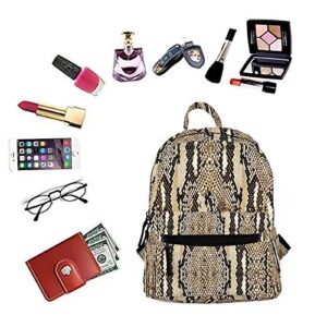 Mini Backpack Purse Snakeskin Leather Satchel School Bag Casual Travel Daypack for Women Girls