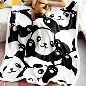 jurllyshe panda throw blanket panda plush sherpa fleece blanket panda gifts for girls soft warm fuzzy pandas stuffed animal blankets for kids or adults all seasons (cute panda, 50 x 60 inch)