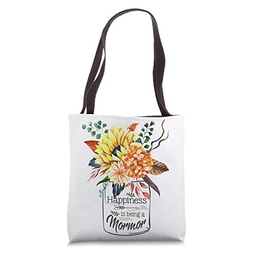 Womens Happiness is Being a MORMOR Cute Flowers Gifts Tote Bag