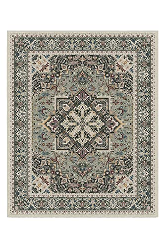 RUGGABLE Hendesi Heriz Washable Rug - Perfect Vintage Area Rug for Living Room Bedroom Kitchen - Pet & Child Friendly - Stain & Water Resistant - Sage 8'x10' (Standard Pad)