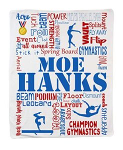 personalized custom sports throw blanket for adults, teens, children & kids! fun, bright graphics blanket (gymnastics (girl))