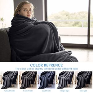 ONME Fleece Blanket, Throw Blanket for Couch - Soft Lightweight Microfiber Cool Blanket for Sofa, Bed, Camping, Travel, 50" x 60" Dark Gray