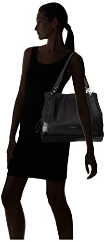 Calvin Klein Reyna Novelty Large Triple Compartment Shoulder Bag, Black/Silver