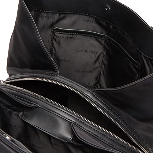 Calvin Klein Reyna Novelty Large Triple Compartment Shoulder Bag, Black/Silver