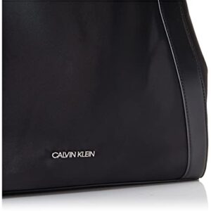 Calvin Klein Reyna Novelty Large Triple Compartment Shoulder Bag, Black/Silver