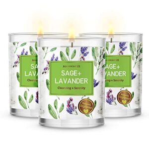 magnificent 101 pure sage + lavender smudge set of 3 candles for house energy cleansing, banish negative energy i purification and chakra healing – natural soy wax candles for aromatherapy