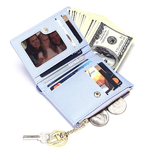 FEITH&FELLY Small Bifold Wallet for Women Zipper Coin Purse Credit Card Holder