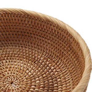 YANGQIHOME Natural Rattan Round Fruit Basket Bowls, Handwoven Storage Serving Baskets, Wicker Organizer for Dinning Room (Set of 3)
