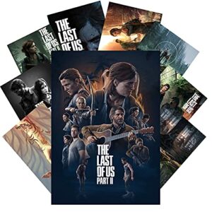 xuankumaibao the last of us part 1&2 gaming posters art print boy game on birthday party wall decoration poster set of 9 pcs 10”x14”