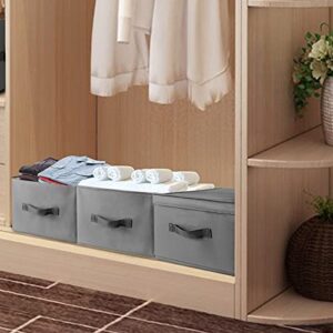 HNbeyond Foldable Linen Cube Storage Bin with Lids and Handles for Clothes CD Toys-Storage Baskets for Shelves-Closet Organizers and Storage, Grey (Small:15.16''L9.84''W7.09''H)