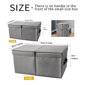 HNbeyond Foldable Linen Cube Storage Bin with Lids and Handles for Clothes CD Toys-Storage Baskets for Shelves-Closet Organizers and Storage, Grey (Small:15.16''L9.84''W7.09''H)