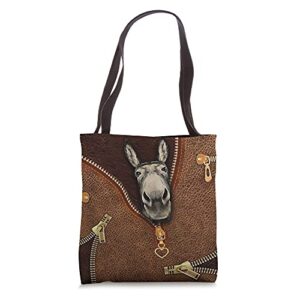 funny donkey zipper-leather-bag donkey lover tote bag