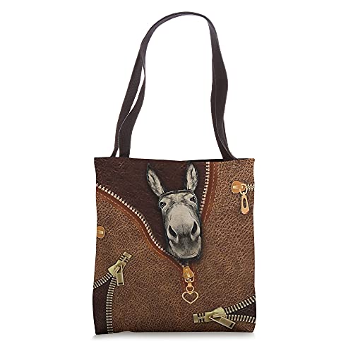 Funny Donkey Zipper-Leather-Bag Donkey Lover Tote Bag