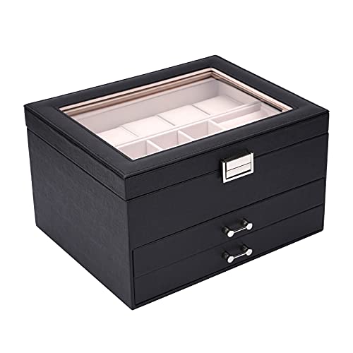 Jewelry Organizer, Watch Box with Jewelry Storage Box Jewelry Cases Storage and Organize 4 Layer Jewelry Box Watch Storage Case/black