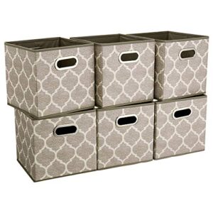 hsdt storage cubes bins fabric 13×13 inch brown storage boxes foldable storage baskets printed cloth collasible storage inserts cube for organizing,qy-sc01-6