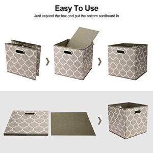 HSDT Storage Cubes Bins Fabric 13x13 Inch Brown Storage Boxes Foldable Storage Baskets Printed Cloth Collasible Storage Inserts Cube for Organizing,QY-SC01-6